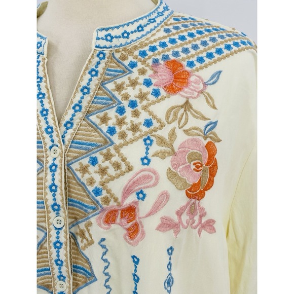 Embroidered Floral Tunic Top womens 3XL Bohemian Peasant Artsy Indie - Picture 3 of 11